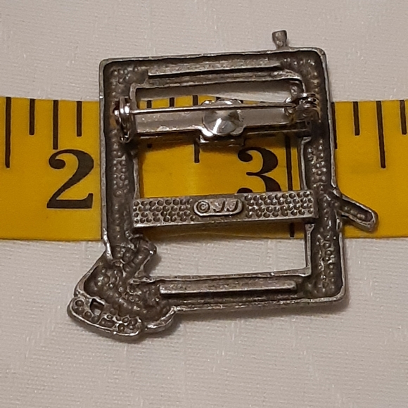 Vintage Mom Picture Frame Brooche Hockey Mom,  In Brass,  Signed JJ 1.5" Long, - Picture 4 of 6